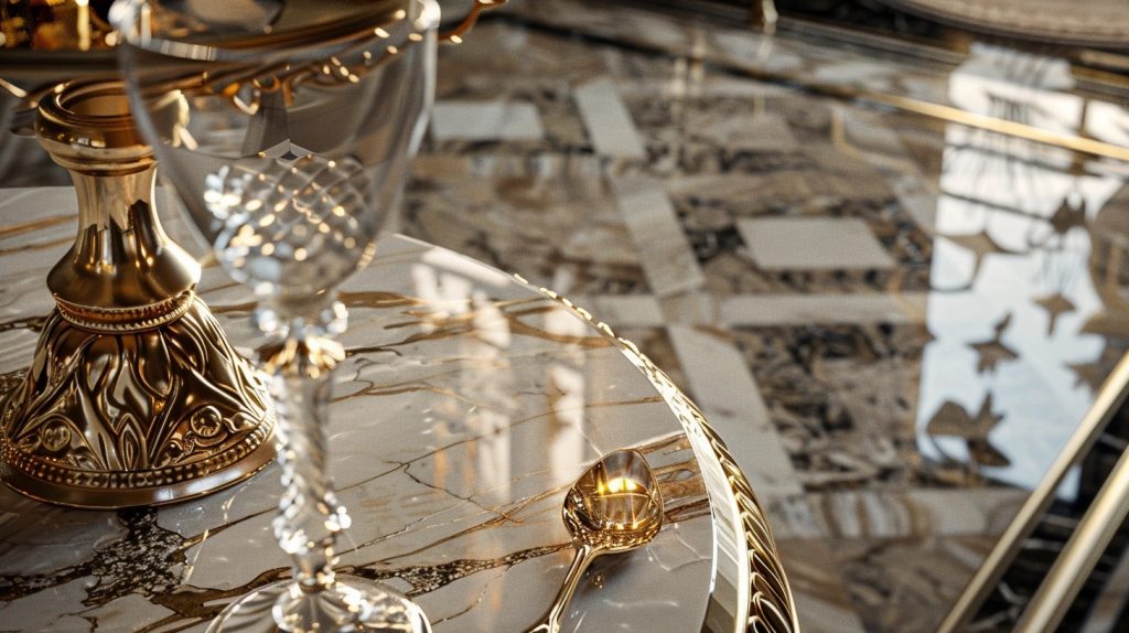 Table, verre et cuillère de luxe